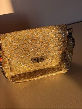 Forever21 Gold Sparkle Shoulder Bag with Chain Strap